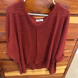 Zenana Outfitters Burgundy V-Neck Sweater